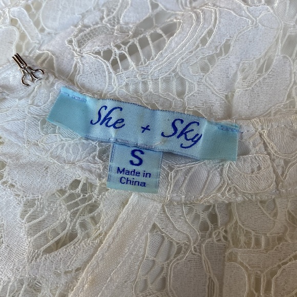 She + Sky White Lace Dress. Size Small - Picture 3 of 7